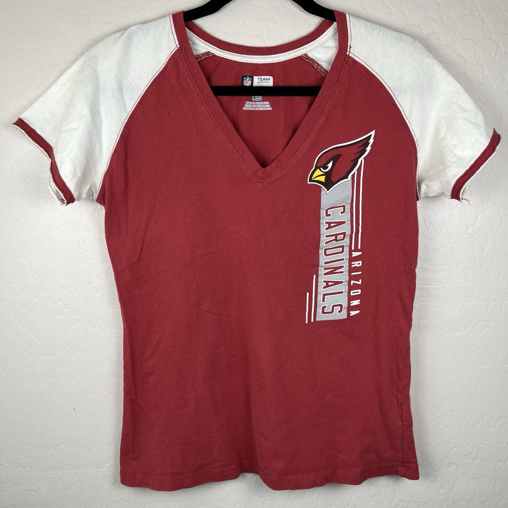 Arizona Cardinals Short Sleeve Tee Shirt V-neck Women's Size L NFL Team Apparel
